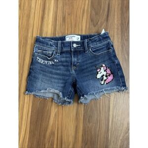 Abercrombie Girls Midi Shorts Jeans Unicorn Denim Sz 7/8 VGC
